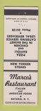 Matchbook Cover - Marco's Restaurant Pizza Batavia NY