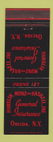 Matchbook Cover - Hamblin Munz & Haskell Insurance Oneida NY