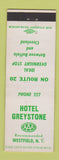 Matchbook Cover - Hotel Greystone Westfield NY