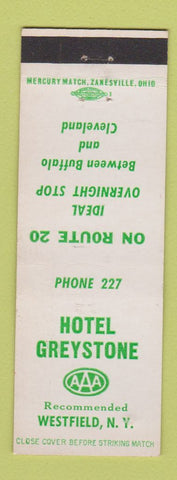 Matchbook Cover - Hotel Greystone Westfield NY
