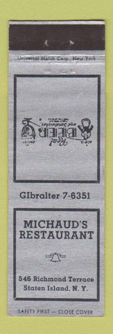 Matchbook Cover - Michaud's Restaurant Staten Island NY