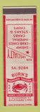 Matchbook Cover - Burn's Hanover Tavern Baltimore MD