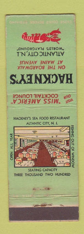 Matchbook Cover - Hackney's Restaurant Atlantic City NJ