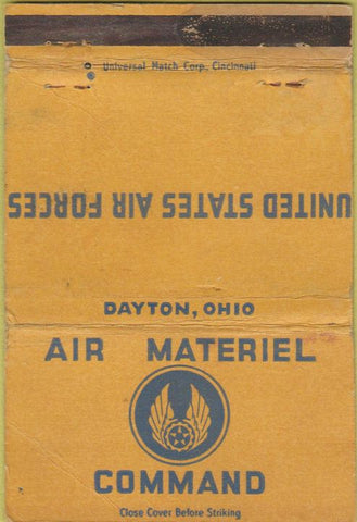 Matchbook Cover - US Air Forces Air Materiel Command Dayton OH WORN 40 Strike
