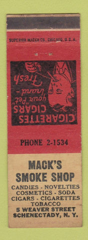 Matchbook Cover - Mack's Smoke Shop Schenectady NY