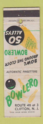 Matchbook Cover - Bowlero bowling Clifton NJ WEAR