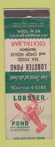Matchbook Cover - Lobster Pond Restaurant New York City WEAR