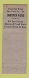 Matchbook Cover - Lobster Pond Restaurant New York City WEAR