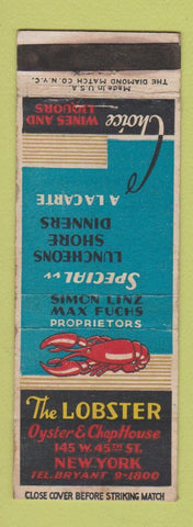 Matchbook Cover - The Lobster Oyster Chop House New York City WEAR