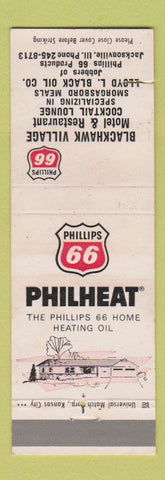 Matchbook Cover - Phillips 66 oil gas Blackhawk Village Motel Jacksonville IL
