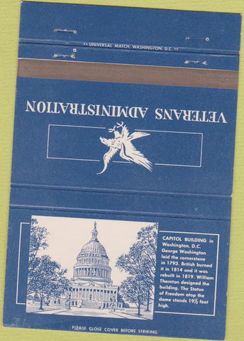 Matchbook Cover - Veterans Administration US Capitol Building 40 Strike