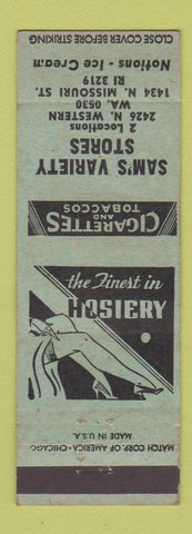Matchbook Cover - Sam's Variety Store Hosiery girlie