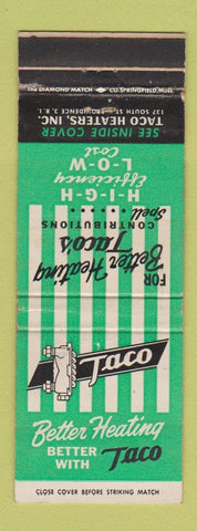 Matchbook Cover - Taco's Heating Heaters Providence RI