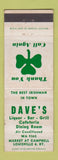 Matchbook Cover - Dave's Restaurant Louisville KY WORN