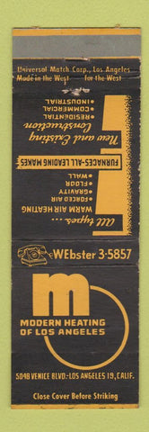 Matchbook Cover - Modern Heating Los Angeles CA
