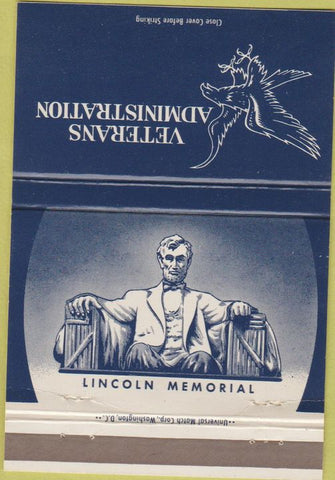 Matchbook Cover - Veterans Administration Abraham Lincoln Memorial 40 Strike