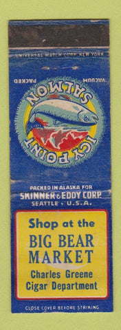Matchbook Cover - Big Bear Market Grocery Icy Point Salmon Green Cigar WEAR