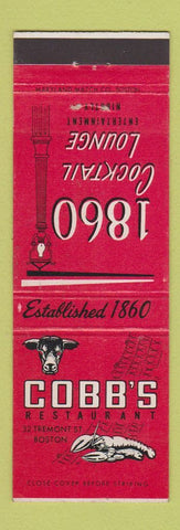 Matchbook Cover - Cobb's Restaurant Boston MA lobster