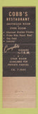 Matchbook Cover - Cobb's Restaurant Boston MA lobster