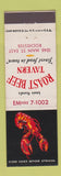 Matchbook Cover - Roast Beef Tavern Rochester NY lobster
