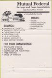 Matchbook Cover - Mutual Federal Savings Loan Sidney OH 40 Strike