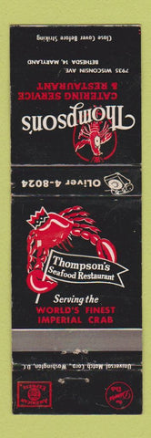 Matchbook Cover - Thompson's Restaurant Bethesda MD lobster WEAR