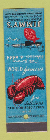 Matchbook Cover - Jimmy's Harbor Side Restaurant Boston MA lobster