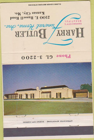 Matchbook Cover - Harry Butler Funeral Home Kansas City MO 40 Strike