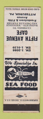 Matchbook Cover - Fifth Avenue Cafe Pittsburgh PA lobster WEAR