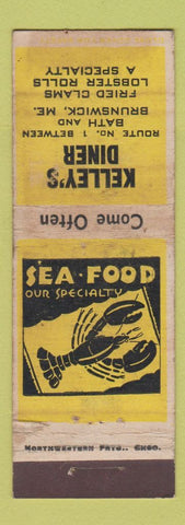 Matchbook Cover - Kelley's Diner Brunswick ME lobster WORN