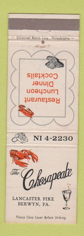 Matchbook Cover - The Chesapeake Restaurant Berwyn PA