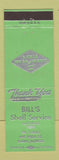 Matchbook Cover - Bill's Shell oil gas Elgin IL Goodyear Tires GREEN