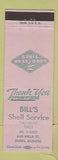 Matchbook Cover - Bill's Shell oil gas Elgin IL Goodyear Tires LAVENDER