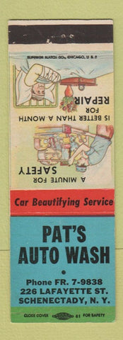 Matchbook Cover - Pat's Car Wash Schenectady NY