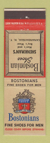 Matchbook Cover - Bostonian Shoes Shenkman's Canandaigua NY