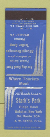 Matchbook Cover - Stark's Park Webster NY Trailer Park low phone #