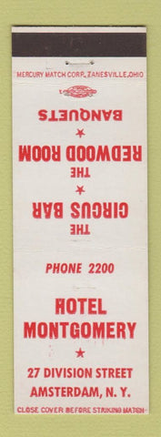 Matchbook Cover - Hotel Montgomery Amsterdam NY low phone #