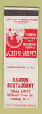 Matchbook Cover - Canton Restaurant Albany NY Chinese