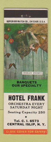 Matchbook Cover - Hotel Frank Central Islip NY