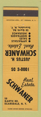 Matchbook Cover - Justin Schwaner Real Estate Scarsdale NY