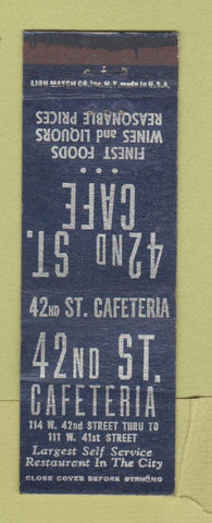 Matchbook Cover - 42nd St Cafeteria New York City