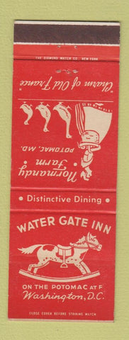 Matchbook Cover - Water Gate Inn Washington DC Normandy Farm Potomac MD