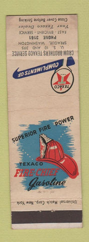Matchbook Cover - Crum Bros Texaco oil gas Sprague WA WEAR low phone #