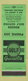 Matchbook Cover - Rogers Gulf oil gas Fowler IN GREEN