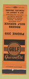 Matchbook Cover - Rogers Gulf oil gas Fowler IN ORANGE