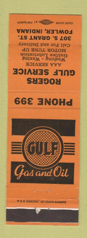 Matchbook Cover - Rogers Gulf oil gas Fowler IN ORANGE