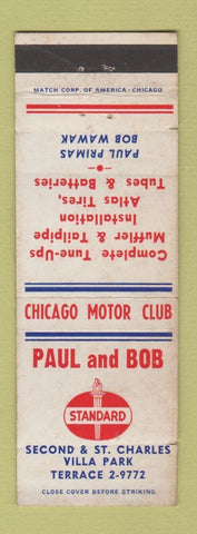 Matchbook Cover - Paul and Bob Standard oil gas Villa Park IL WEAR