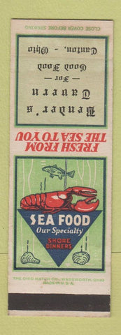 Matchbook Cover - Bender's Tavern Canton OH seafood WEAR