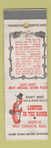 Matchbook Cover - Lobster In the Rough West Yarmouth MA