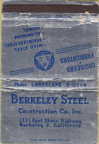 Matchbook Cover - Berkeley Steel CA 40 Strike